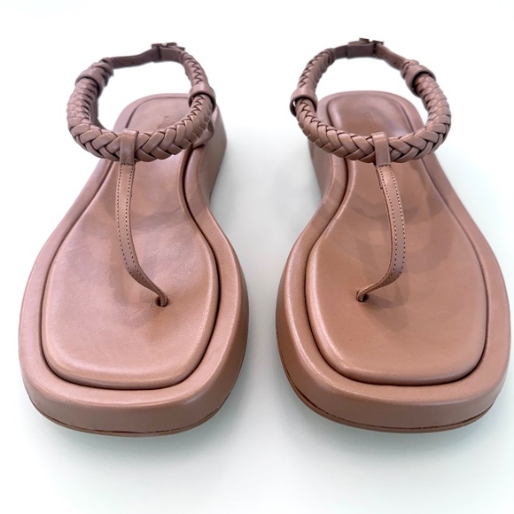 NEW GIA BORGHINI x RHW Flat Hazelnut (Nude/Tan) Leather Thong Sandal Size 37 - Picture 7 of 12